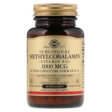 Витамин В12 (метилкобаламин), Vitamin B12, Solgar, сублингвальный, 1000 мкг, 60 таблеток - фото