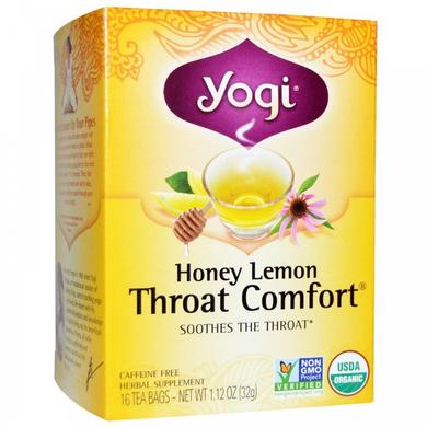 Травяной чай Комфорт Горла с медом и лимоном, Yogi Tea, 16 пакетиков - фото