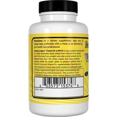 Витамин D3, 2, 000 МЕ, Healthy Origins, 120 гелевых капсул - фото
