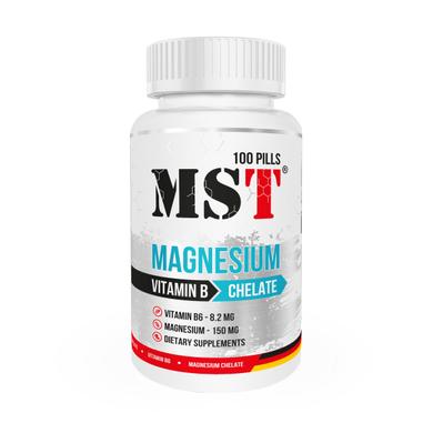 Магний + Витамин В6, Magnesium Chelate + B6, MST Nutrition, 100 таблеток - фото