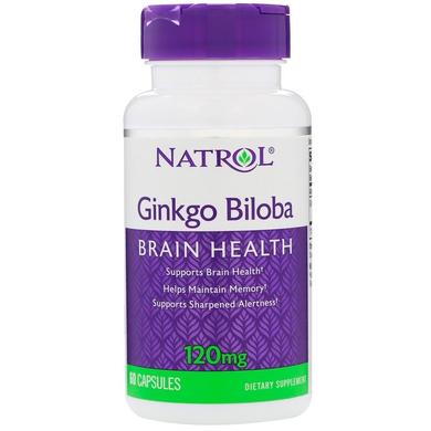 Гинкго билоба, Ginkgo Biloba, Natrol, 120 мг, 60 капсул - фото
