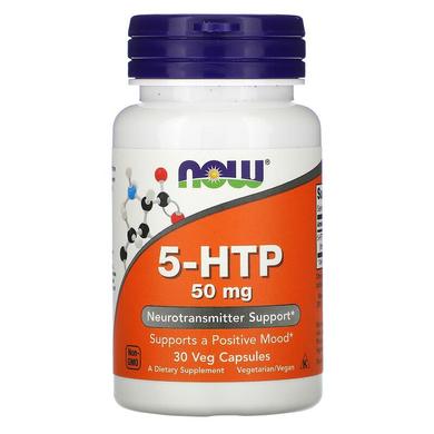 5-НТР, 5-гидрокси L-триптофан, Now Foods, 50 мг, 30 капсул - фото