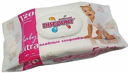 Салфетки влажные с экстрактом алоэ с клапаном для детей, Discount, 120 шт - фото