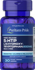 5-HTP (5-Гідроксітріптофан) Griffonia Simplicifolia, Puritan's Pride, 200 мг, 30 таблеток - фото