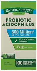 Пробиотик, Acidophilus, Nature's Truth, 500 млрд, 100 капсул - фото