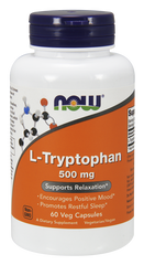 Триптофан, L-Tryptophan, Now Foods, 500 мг, 60 капсул - фото