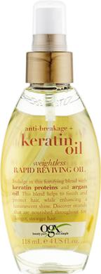 Легкое кератиновое масло-спрей против ломкости волос Мгновенное восстановление, Keratin Oil Intense Repair Healing Oil, Ogx,118 мл - фото