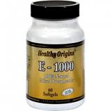 Витамин Е 1000IU, Healthy Origins, 60 желатиновых капсул, фото