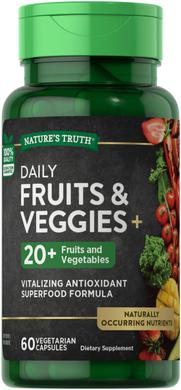 Овочі і фрукти, Daily Fruits & Veggies 20+, Nature's Truth, 60 вегетаріанських капсул - фото