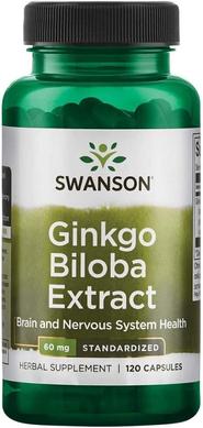Гінкго білоба, Ginkgo Biloba Extract, Swanson, 60 мг, стандартизований екстракт, 120 капсул - фото