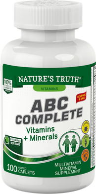 Комплекс витаминов и минералов, ABC Complete Vitamins + Minerals, Nature's Truth, 50+, 100 капсул - фото
