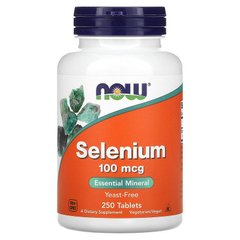 Селен (Selenium), Now Foods, без дрожжей, 100 мкг, 250 таблеток - фото