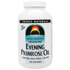 Масло вечерней примулы, Evening Primrose Oil, Source Naturals, 1350 мг, 120 гелевых капсул - фото