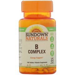 Вітаміни групи В, B-Complex, Sundown Naturals, 100 таблеток - фото
