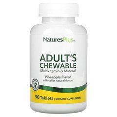 Вітаміни і мінерали зі смаком ананаса, Multi-Vitamin and Mineral, Nature's Plus, для дорослих, 90 жувальних таблеток - фото