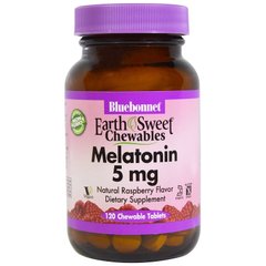 Мелатонин, вкус малины, Melatonin, Bluebonnet Nutrition, 5 мг, 120 жевательных таблеток - фото