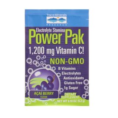Электролит Stamina, Power Pak, 1200 мг, асаи, 30 пакетов по 5, Trace Minerals Research, 2 г - фото