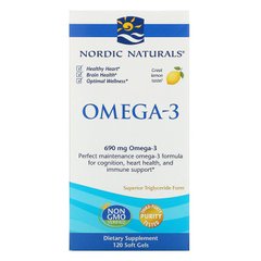Очищений риб'ячий жир, Omega-3, Nordic Naturals, лимон, 690 мг, 120 капсул - фото