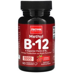 Витамин В12, Methyl B-12, Jarrow Formulas, 5000 мкг, вкус вишни, 60 леденцов - фото
