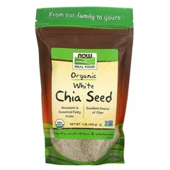 Cємену Чіа, Chia Seed, Now Foods, білі, 454 гр - фото