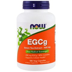 Зеленый чай EGCg (Green Tea), Now Foods, экстракт, 400 мг, 180 капсул - фото