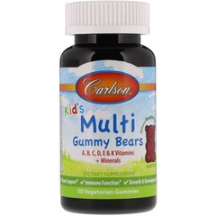 Мультивитамины для детей, Kid's Multi, Carlson Labs, вкус малины, 30 жевательных конфет - фото