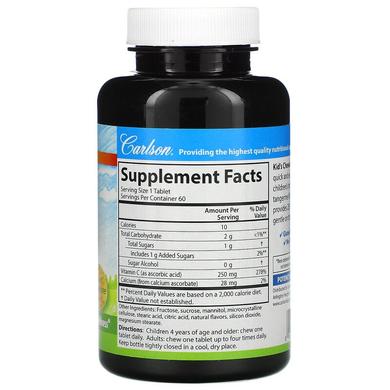 Витамин С жевательный (для детей), Chewable Vitamin C, Carlson Labs, цитрус, 250 мг, 60 таблеток - фото