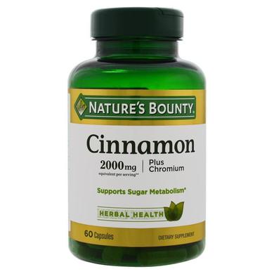 Корица плюс хром, Cinnamon Plus Chromium, Nature's Bounty, 60 капсул - фото