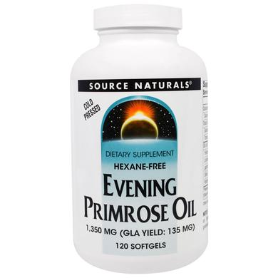 Масло вечірньої примули, Evening Primrose Oil, Source Naturals, 1350 мг, 120 гелевих капсул - фото