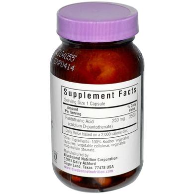 Пантотенова кислота, Pantothenic Acid, Bluebonnet Nutrition, 250 мг, 60 капсул - фото