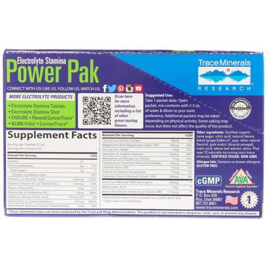 Електроліт Stamina, Power Pak, 1200 мг, асаї, 30 пакетів по 5, Trace Minerals Research, 2 г - фото
