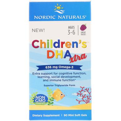 Омега-3, ДГК и ЭПК для детей 3-6 лет, DHA Xtra, Nordic Naturals, вкус ягод, 636 мг, 90 гелевых мини капсул - фото