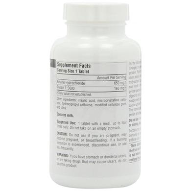 Бетаїн HCL 650 мг, Source Naturals, 90 таблеток - фото