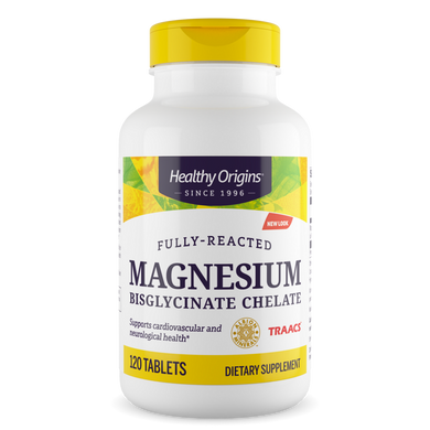 Магний Бисглицинат, Magnesium Bisglycinate Chelate, Healthy Origins, 200 мг, 120 таблеток - фото