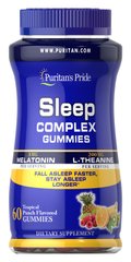 Сон комплекс жувальний з мелатоніном і L-теаніном, Sleep Complex Gummy with Melatonin,L-Theanine, Puritan's Pride, 60 жувальних таблеток - фото