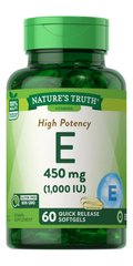 Вітамін E, Vitamin E, Nature's Truth, 450 мг, 60 гелевих капсул - фото