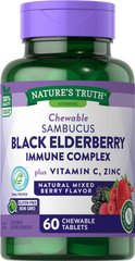 Иммунный комплекс черной бузины Sambucus + витамин C + цинк, Nature's Truth, 60 жевательных таблеток - фото