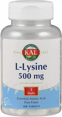 KAL, L-лизин, 500 мг, 100 таблеток (CAL-80310) - фото
