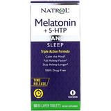 Мелатонін + 5 НТР, Melatonin + 5-HTP, Natrol, покращений сон, 60 таблеток, фото