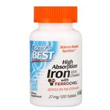 Хелатное железо, High Absorption Iron, Doctor's Best, 27 мг, 120 таблеток, фото