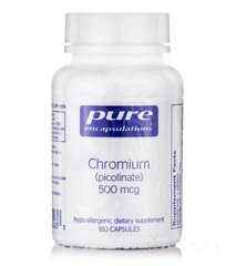 Хром (піколінат), Chromium (picolinate), Pure Encapsulations, 500 мкг, 180 капсул - фото