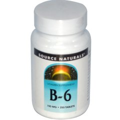 Витамин В6, Vitamin B-6, Source Naturals, 100 мг, 250 таблеток - фото