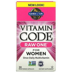 Сирі мультивітаміни для жінок, Raw One for Women, Vitamin Code, Garden of Life, 30 вегетаріанських капсул - фото