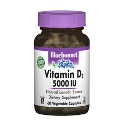 Вітамін D3, Vitamin D3, Bluebonnet Nutrition, 5000 МО, 60 капсул - фото