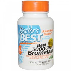 Бромелайн, Bromelain, Doctor's Best, 500 мг, 90 капсул - фото