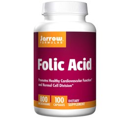 Фолієва кислота, Folic Acid, Jarrow Formulas, 800 мкг, 100 капсул - фото