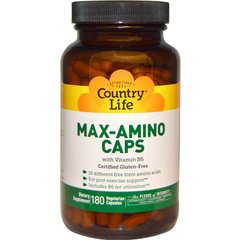 Амінокислоти з вітаміном В6, Max-Amino, Country Life, 180 капсул - фото