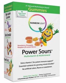 Вітаміни для дітей, Multivitamin & Multimineral, Rainbow Light, полуниця, ананас, малина і лимон, 30 пакетиків по 4 шт. - фото