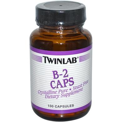 Витамин В-2, рибофлавин, Vitamin B-2, Twinlab, 100 капсул - фото