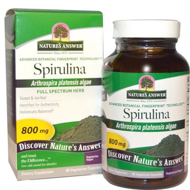 Спирулина, Spirulina, Nature's Answer, 800 мг, 90 капсул - фото